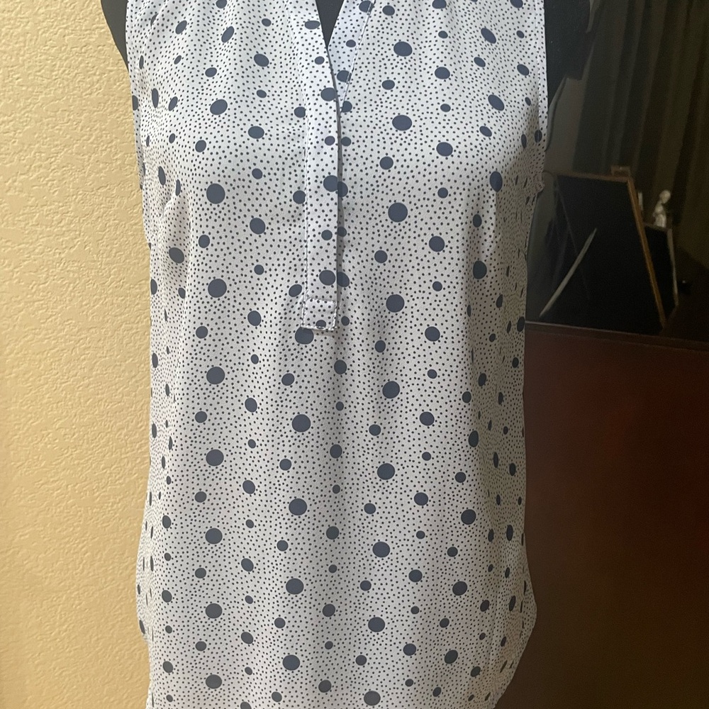 Talbots Navy Polka Dot Blouse